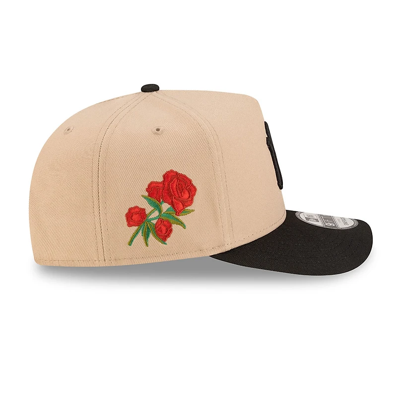 New York Yankees Camel Brown and Black Red Rose Side Patch New Era 9FIFTY A-Frame Snapback Hat