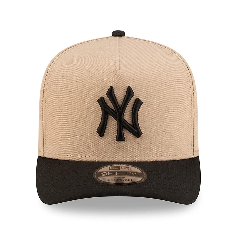 New York Yankees Camel Brown and Black Red Rose Side Patch New Era 9FIFTY A-Frame Snapback Hat