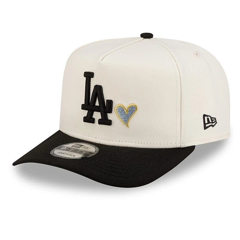 Los Angeles Dodgers Chrome and Black Silver Heart 40th Anniversary Patch New Era 9FIFTY A-Frame Snapback Hat