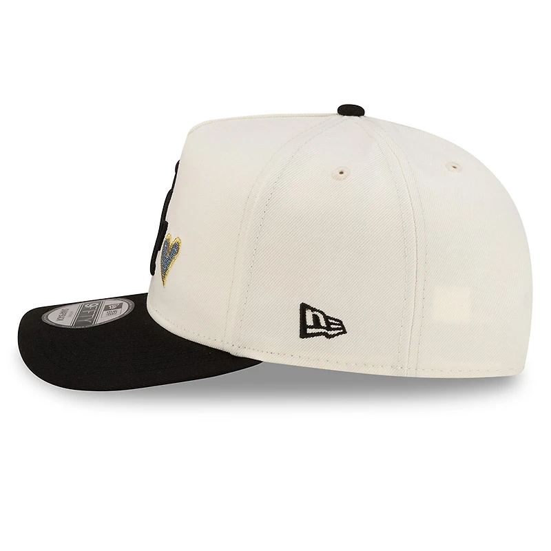 Los Angeles Dodgers Chrome and Black Silver Heart 40th Anniversary Patch New Era 9FIFTY A-Frame Snapback Hat