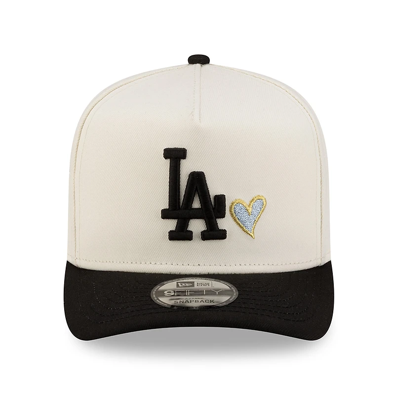 Los Angeles Dodgers Chrome and Black Silver Heart 40th Anniversary Patch New Era 9FIFTY A-Frame Snapback Hat