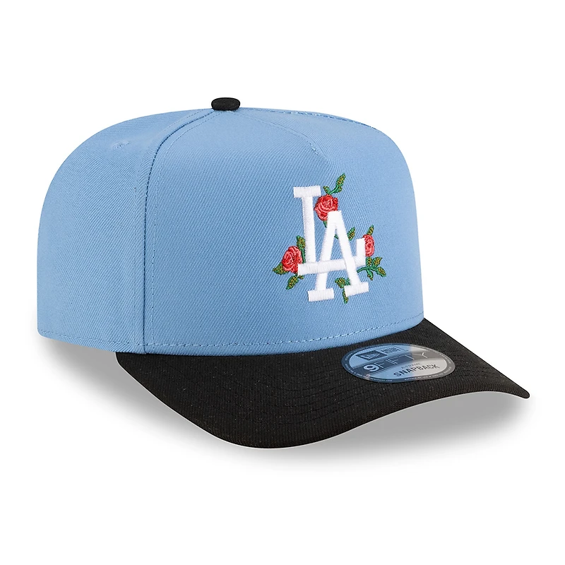 Los Angeles Dodgers Sky Blue and Black Rose Logo New Era 9FIFTY A-Frame Snapback Hat