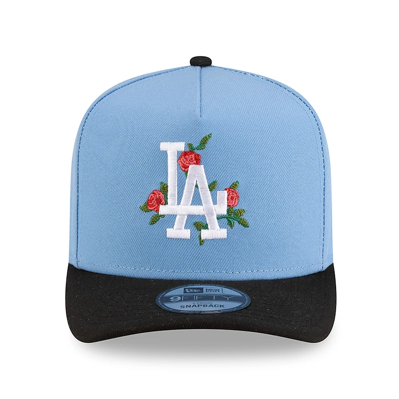 Los Angeles Dodgers Sky Blue and Black Rose Logo New Era 9FIFTY A-Frame Snapback Hat