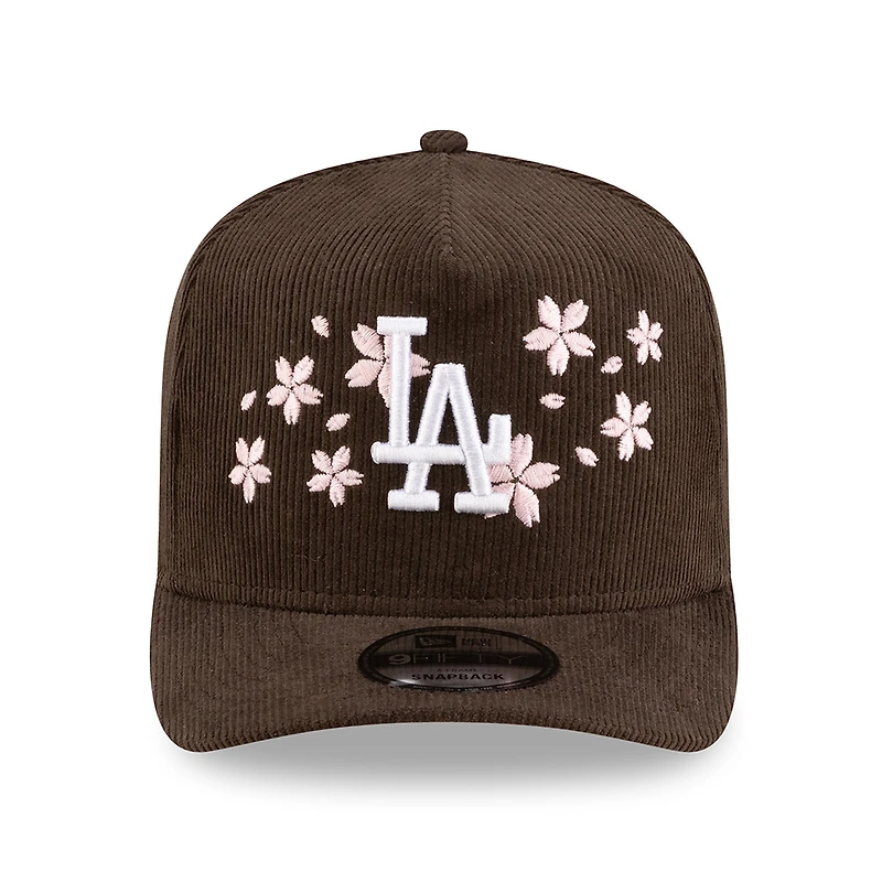 Los Angeles Dodgers Brown Corduroy with Pink Flowers New Era 9FIFTY A-Frame Snapback Hat