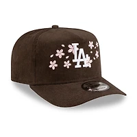 Los Angeles Dodgers Brown Corduroy with Pink Flowers New Era 9FIFTY A-Frame Snapback Hat