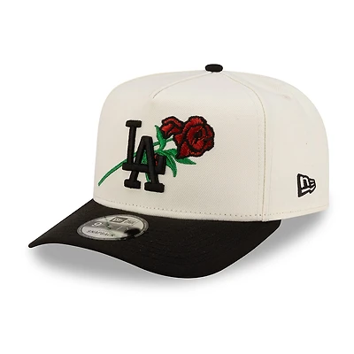 Los Angeles Dodgers Chrome and Black with Rose Logo New Era 9FIFTY A-Frame Snapback Hat