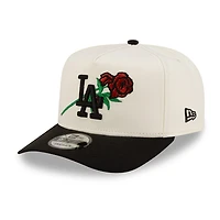Los Angeles Dodgers Chrome and Black with Rose Logo New Era 9FIFTY A-Frame Snapback Hat