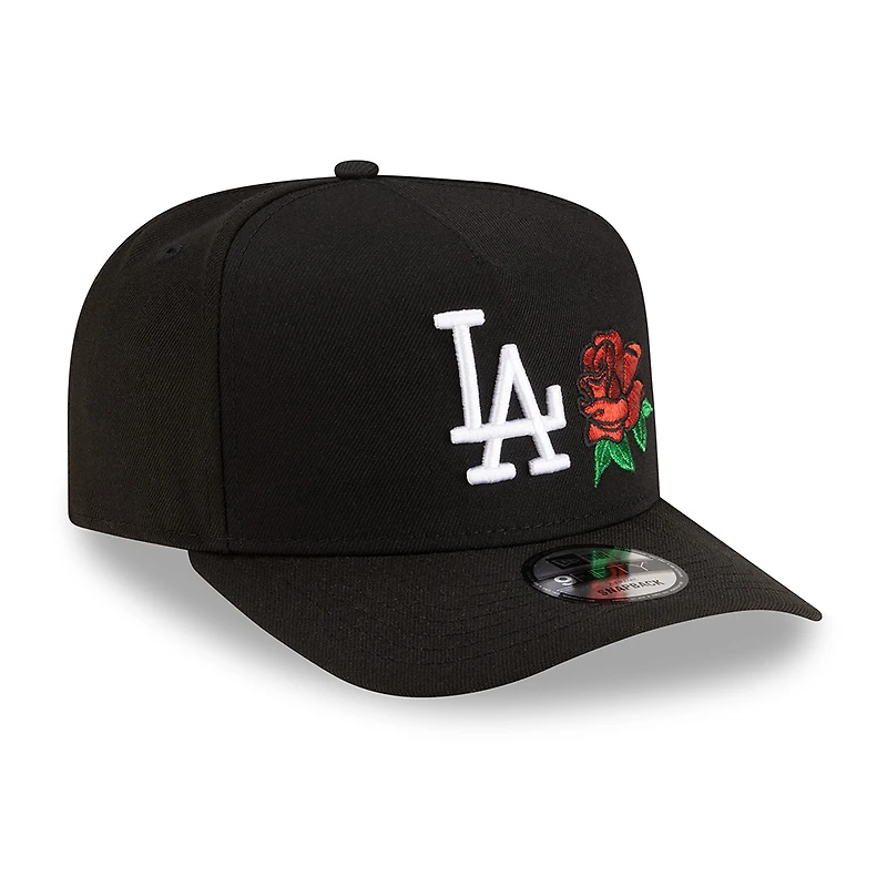 Los Angeles Dodgers Black and White with Red Rose New Era 9FIFTY A-Frame Snapback Hat