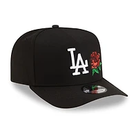 Los Angeles Dodgers Black and White with Red Rose New Era 9FIFTY A-Frame Snapback Hat