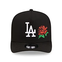 Los Angeles Dodgers Black and White with Red Rose New Era 9FIFTY A-Frame Snapback Hat