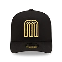 Mexico Black and Metallic Gold with Mexico Flag Patch New Era 9FIFTY A-Frame Snapback Hat