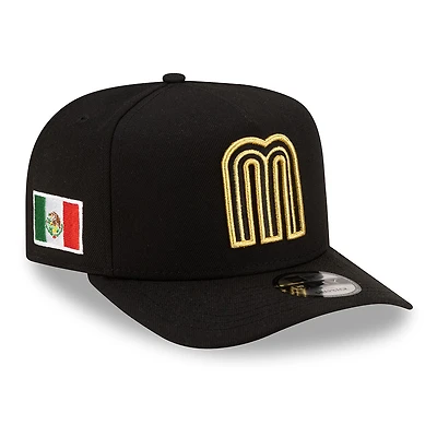 Mexico Black and Metallic Gold with Mexico Flag Patch New Era 9FIFTY A-Frame Snapback Hat
