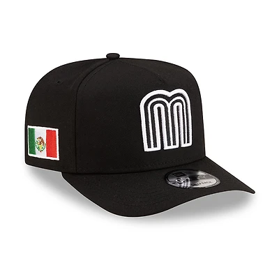Mexico Black and White with Mexico Flag Patch New Era 9FIFTY A-Frame Snapback Hat