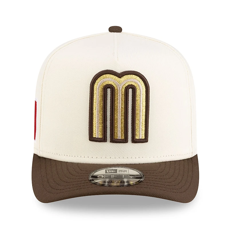 Mexico Chrome and Walnut Brown 2Tone with Mexico Flag Patch New Era 9FIFTY A-Frame Snapback Hat