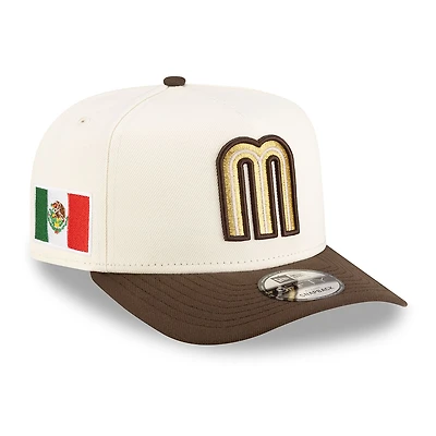 Mexico Chrome and Walnut Brown 2Tone with Mexico Flag Patch New Era 9FIFTY A-Frame Snapback Hat