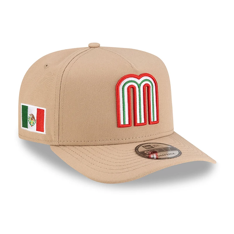 Mexico Camel Brown with Mexico Flag Patch New Era 9FIFTY A-Frame Snapback Hat