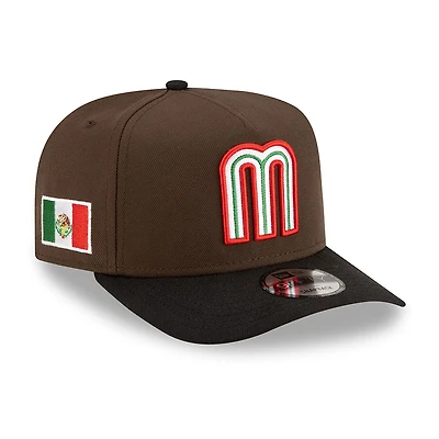 Mexico Dark Brown and Black with Mexico Flag Patch New Era 9FIFTY A-Frame Snapback Hat