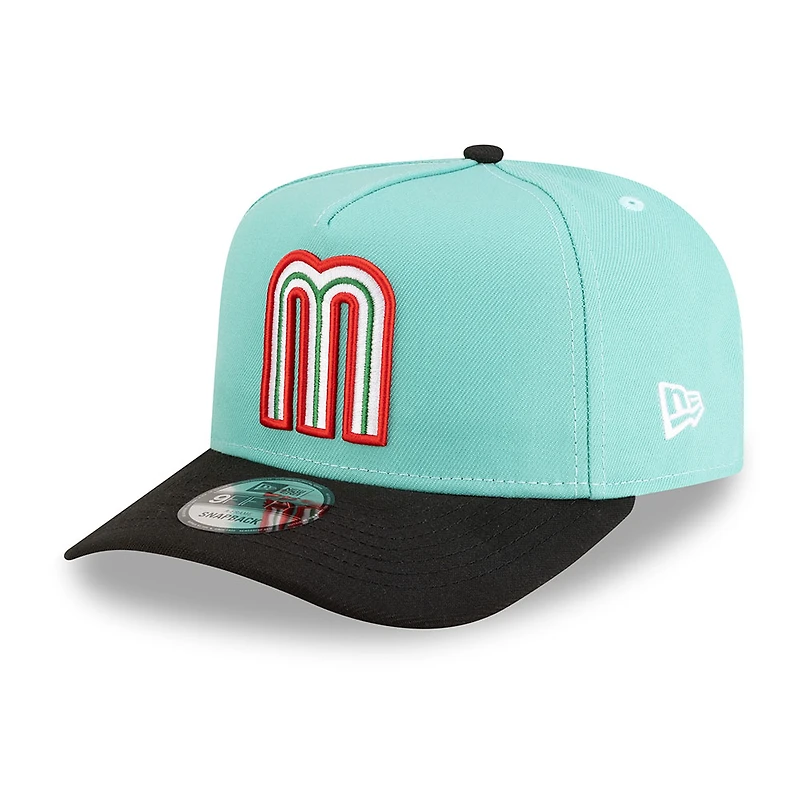 Mexico Turquoise and Black with Mexico Flag Patch New Era 9FIFTY A-Frame Snapback Hat