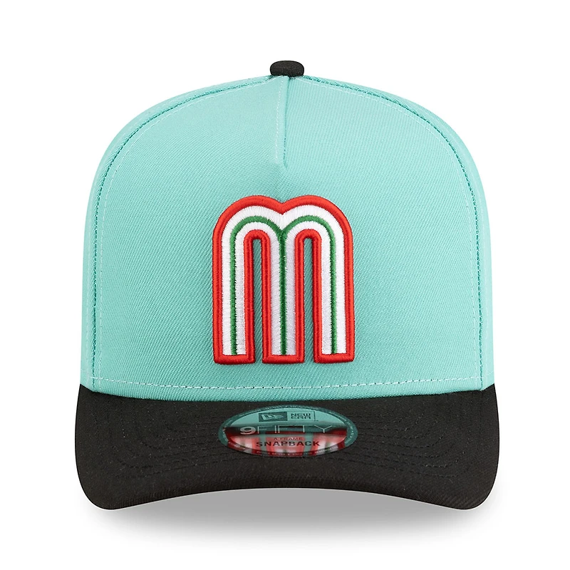 Mexico Turquoise and Black with Mexico Flag Patch New Era 9FIFTY A-Frame Snapback Hat