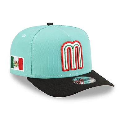 Mexico Turquoise and Black with Mexico Flag Patch New Era 9FIFTY A-Frame Snapback Hat