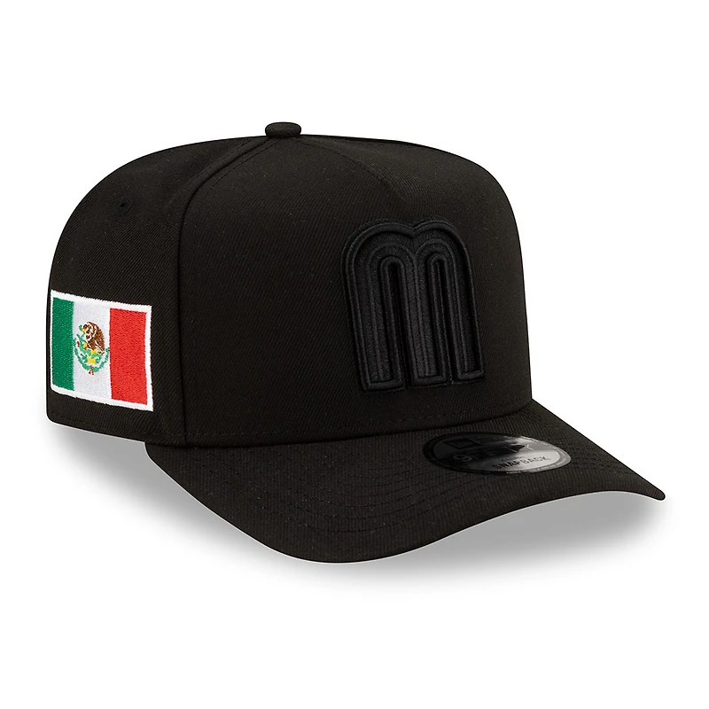 Team Mexico All Black WBC World Baseball Classic New Era 9FIFTY A-Frame Snapback Hat