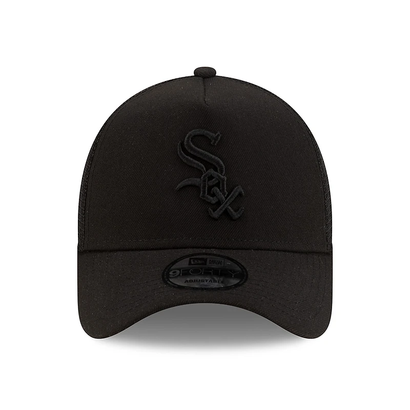 Chicago White Sox Black on Black Trucker New Era 9FORTY A-Frame Snapback Hat