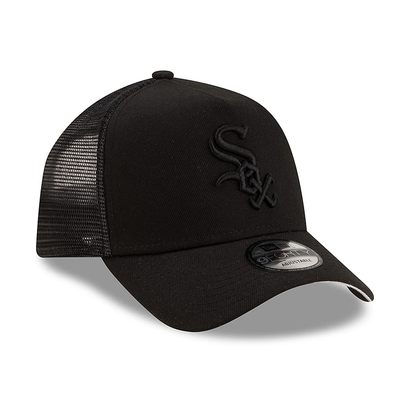 Chicago White Sox Black on Black Trucker New Era 9FORTY A-Frame Snapback Hat