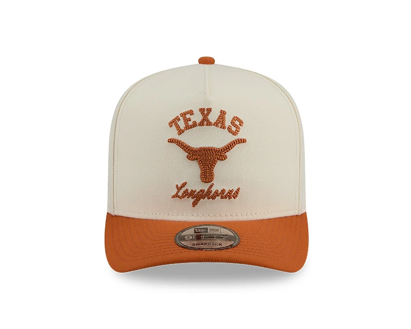 Texas Longhorns Chrome and Burnt Orange Arched New Era 9FIFTY A-Frame Snapback Hat