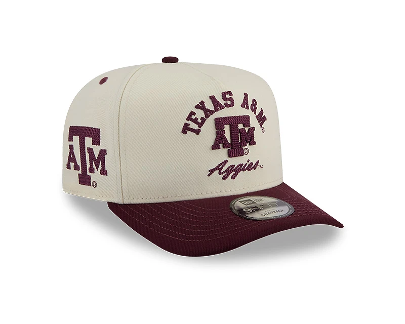 Texas A&M Aggies Chrome and Maroon Arched New Era 9FIFTY A-Frame Snapback Hat