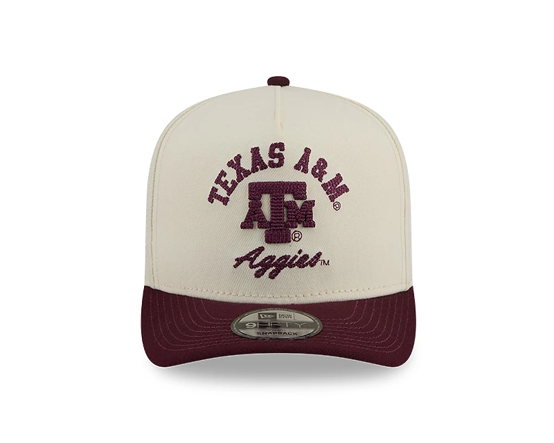 Texas A&M Aggies Chrome and Maroon Arched New Era 9FIFTY A-Frame Snapback Hat