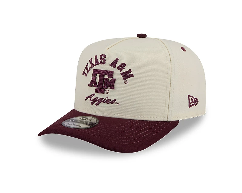 Texas A&M Aggies Chrome and Maroon Arched New Era 9FIFTY A-Frame Snapback Hat