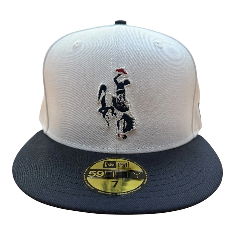 Wyoming Cowboys White and Navy New Era 59FIFTY Fitted Hat