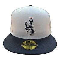 Wyoming Cowboys White and Navy New Era 59FIFTY Fitted Hat