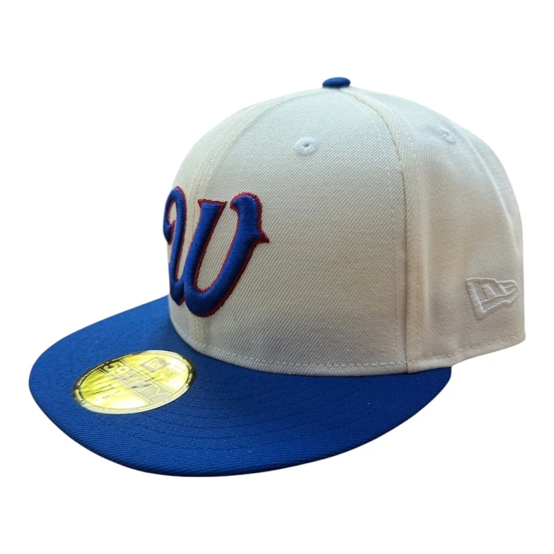 Wyoming Cowboys Chrome and Royal Script W New Era 59FIFTY Fitted Hat