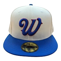 Wyoming Cowboys Chrome and Royal Script W New Era 59FIFTY Fitted Hat