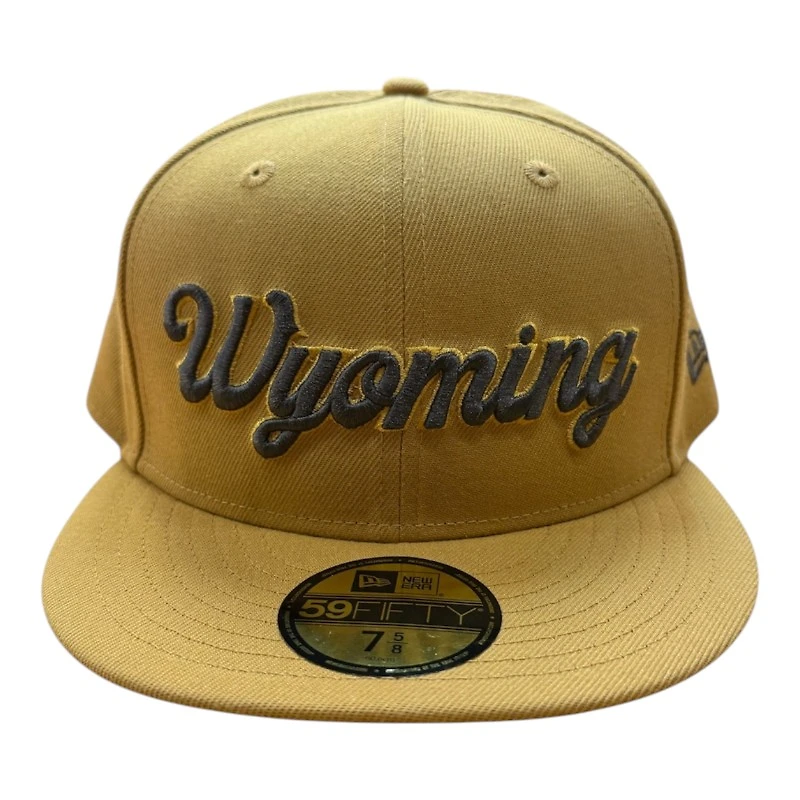 Wyoming Cowboys Panama Tan Script New Era 59FIFTY Fitted Hat