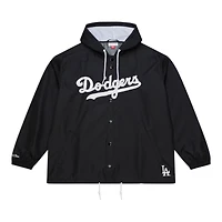 Los Angeles Dodgers Black and White Coaches Full-Snap Hooded Windbreaker Mitchell & Ness Jacket