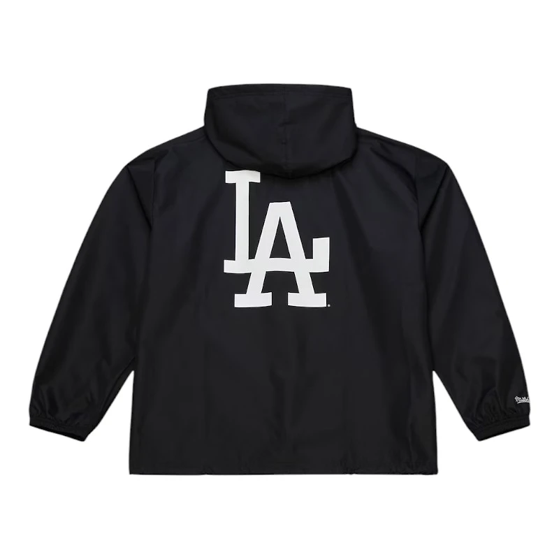 Los Angeles Dodgers Black and White Coaches Full-Snap Hooded Windbreaker Mitchell & Ness Jacket