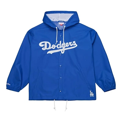 Los Angeles Dodgers Royal and White Coaches Full-Snap Hooded Windbreaker Mitchell & Ness Jacket