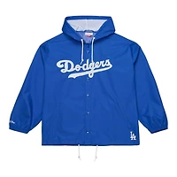 Los Angeles Dodgers Royal and White Coaches Full-Snap Hooded Windbreaker Mitchell & Ness Jacket