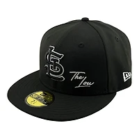 St. Louis Cardinals Black Logo White Outline with "The Lou" Script UV New Era 59FIFTY Fitted Hat