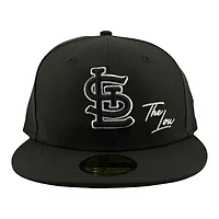 St. Louis Cardinals Black Logo White Outline with "The Lou" Script UV New Era 59FIFTY Fitted Hat