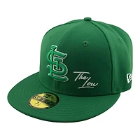 St. Louis Cardinals Green Logo White Outline "The Lou" Script Arch Side Patch UV New Era 59FIFTY Fitted Hat