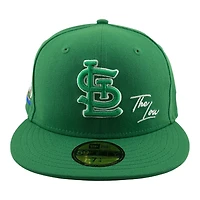 St. Louis Cardinals Green Logo White Outline "The Lou" Script Arch Side Patch UV New Era 59FIFTY Fitted Hat