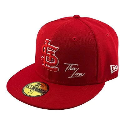 St. Louis Cardinals Red Logo White Outline with "The Lou" Script 314 Patch Arch Batterman UV New Era 59FIFTY Fitted Hat