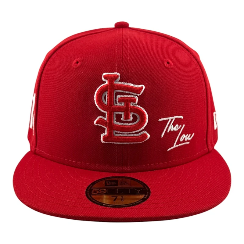 St. Louis Cardinals Red Logo White Outline with "The Lou" Script 314 Patch Arch Batterman UV New Era 59FIFTY Fitted Hat