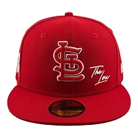 St. Louis Cardinals Red Logo White Outline with "The Lou" Script 314 Patch Arch Batterman UV New Era 59FIFTY Fitted Hat
