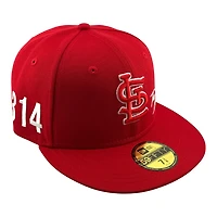 St. Louis Cardinals Red Logo White Outline with "The Lou" Script 314 Patch Arch Batterman UV New Era 59FIFTY Fitted Hat