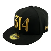 St. Louis Cardinals Black with Gold 314 Front Logo STL Side Patch No Batterman UV New Era 59FIFTY Fitted Hat
