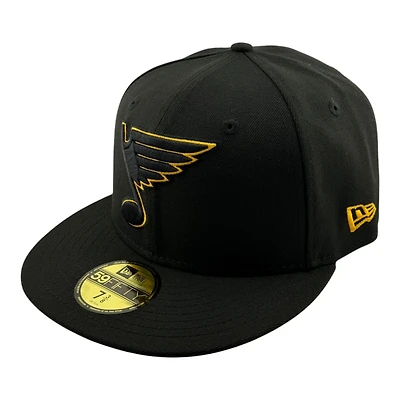 St. Louis Blues Black with Gold Outline Logo Gray UV New Era 59FIFTY Fitted Hat